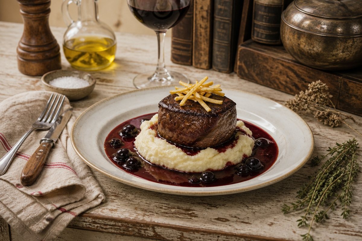 Filet Mignon con salsa de vino tinto y champiñones - La Carnicerie