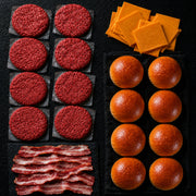 Kit Hamburguesero Tradicional 8 Personas — Hamburguesa res artesanal, pan brioche, cheddar y tocineta · La Carnicerie